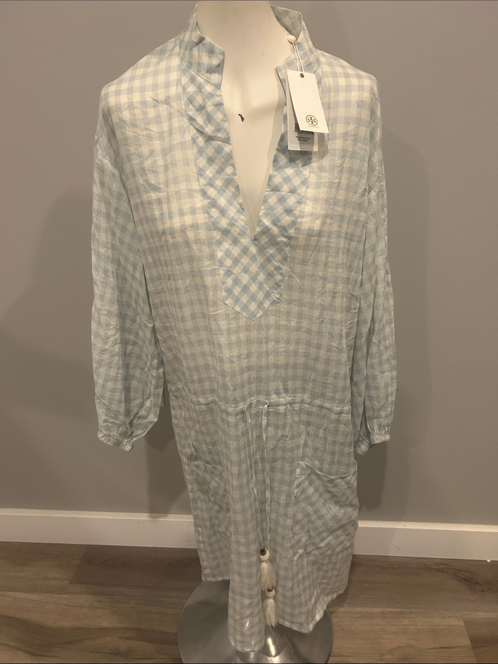 Light Blue Gingham Tunic Dress